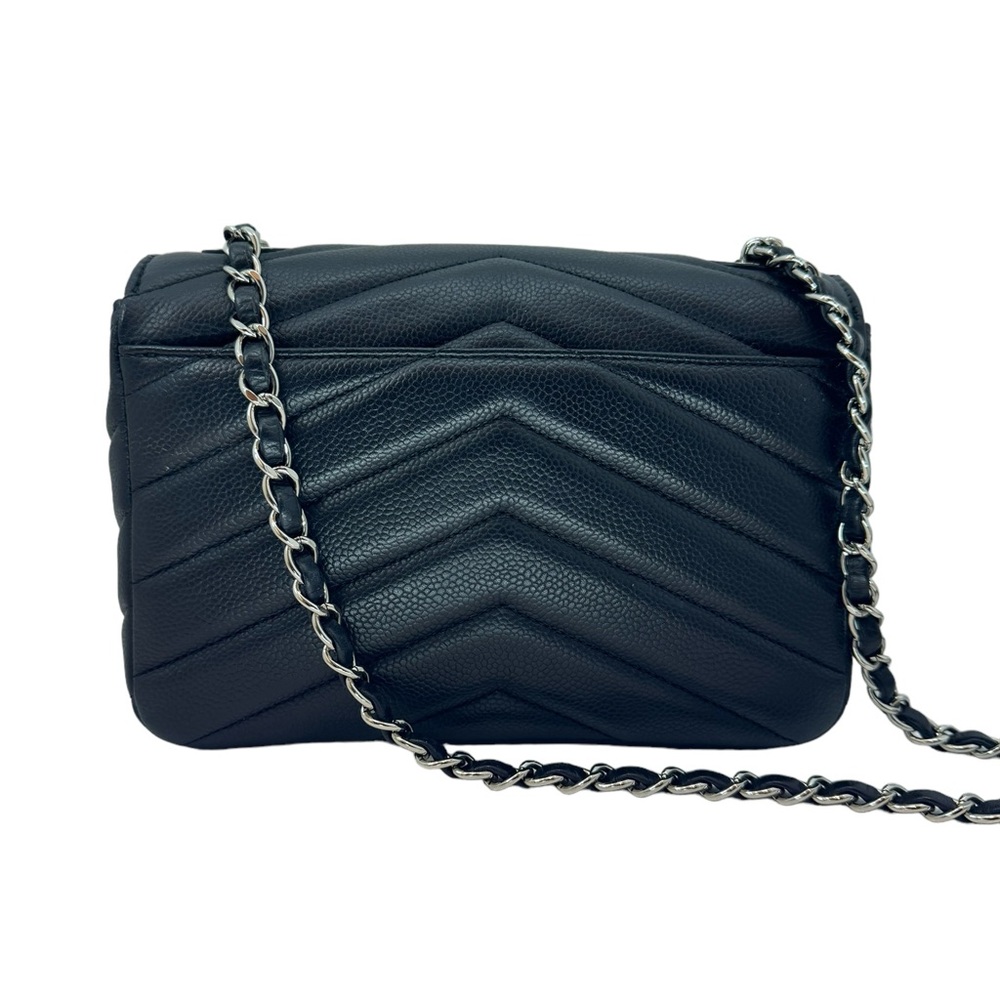 Auth Chanel Mini Rectangular Classic Black Chevron - image 4